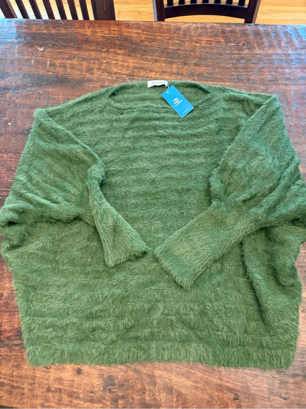 Cupshe Fuzzy Green Cozy Knit Women's Sweater